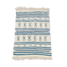 Tapis kilim berbère beige et bleu fait main en pure laine