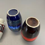 Set of Five Vintage Pottery Fat Lava Vases Made by Scheurich, Germany, 1970s