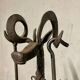 Brutalist folk art fireplace utensil holder