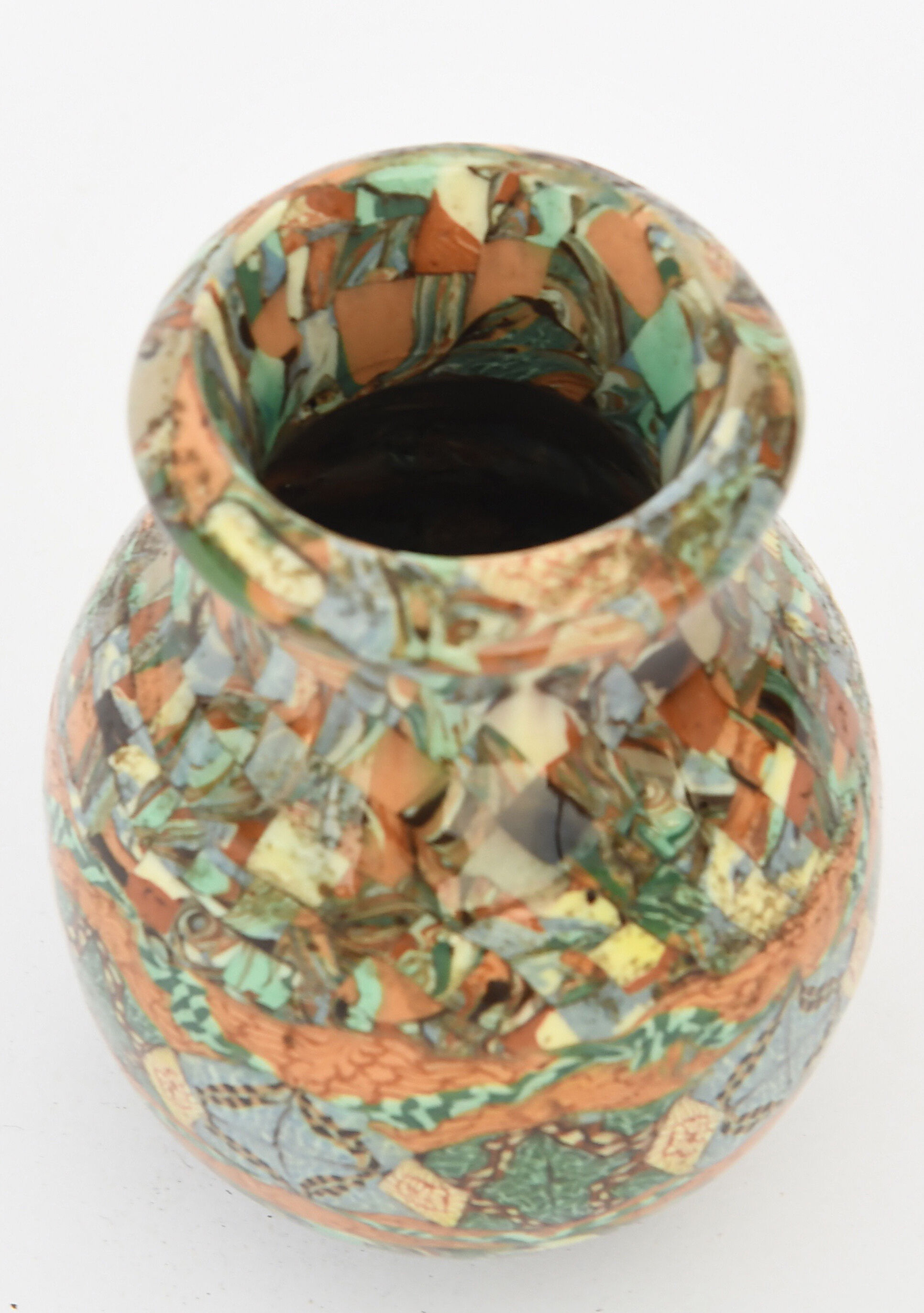 Earthenware vase mosaic by jean gerbino for vallauris