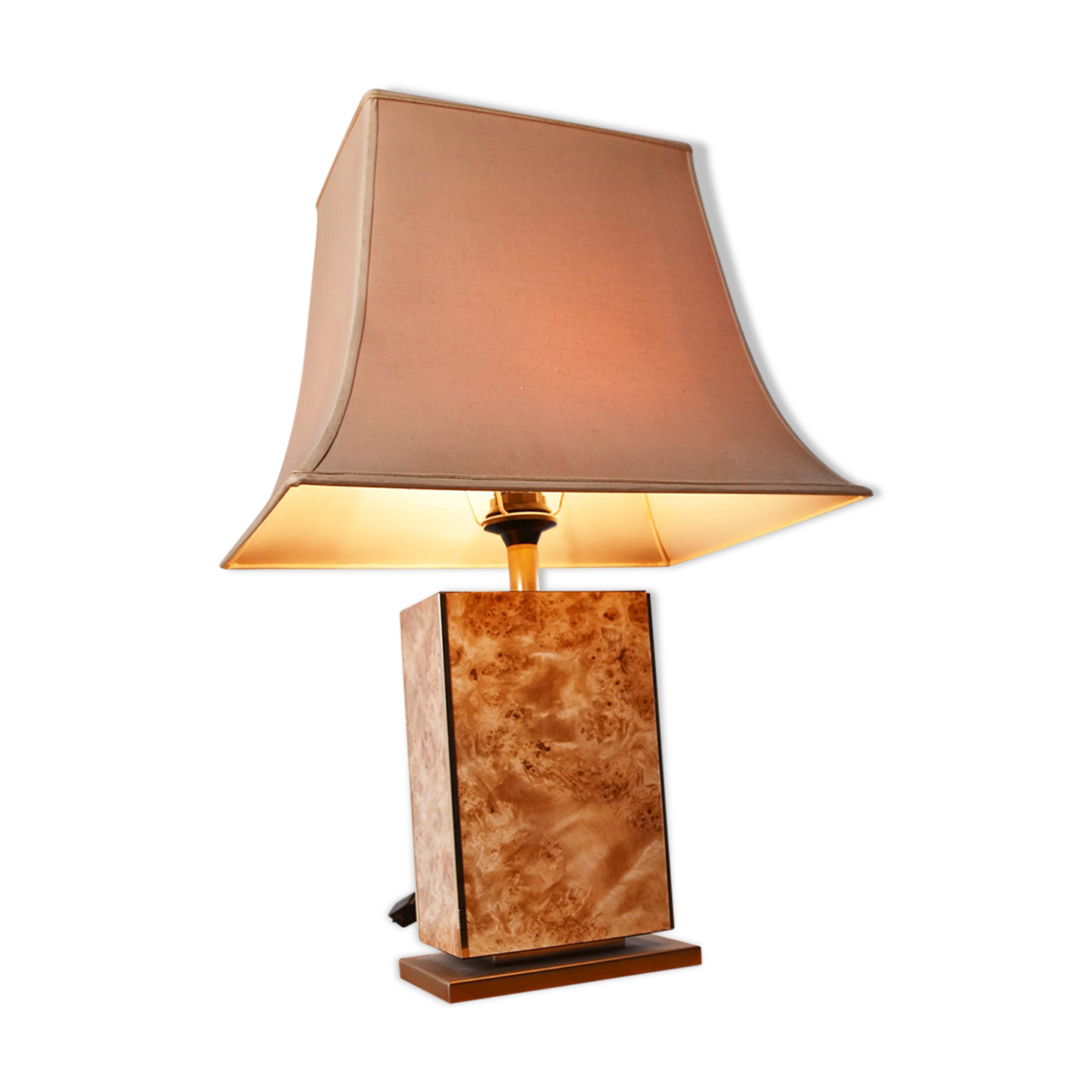 Vintage burl wood table lamp, 1970