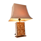 Lampe de table vintage en bois de loupe, 1970