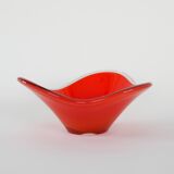 Red platter, Murano glass, Italian design, 1960s, made in Italy