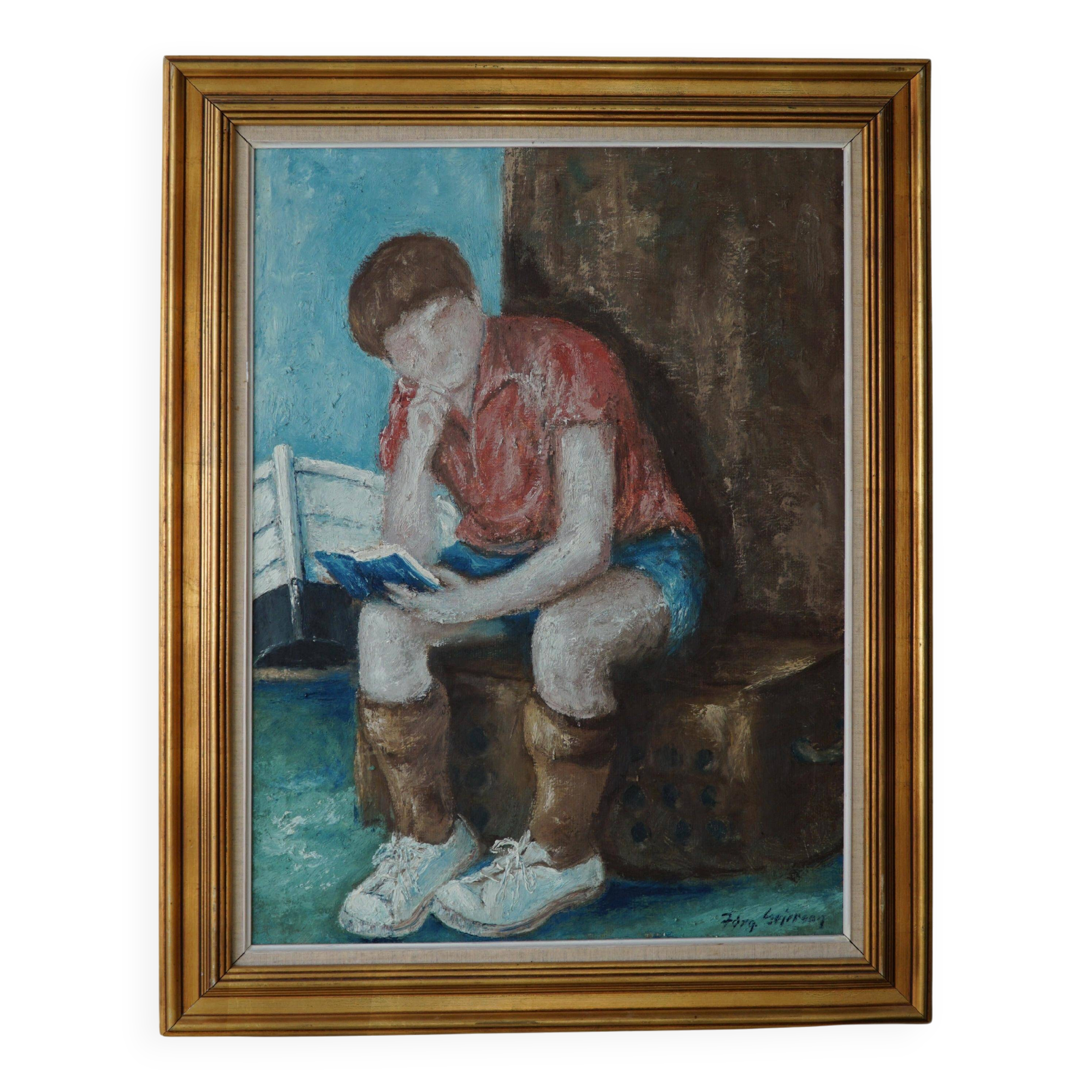 Oil painting by Jørgen Sejersen, Mid-century Modernism, 1960s