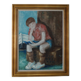 Oil painting by Jørgen Sejersen, Mid-century Modernism, 1960s