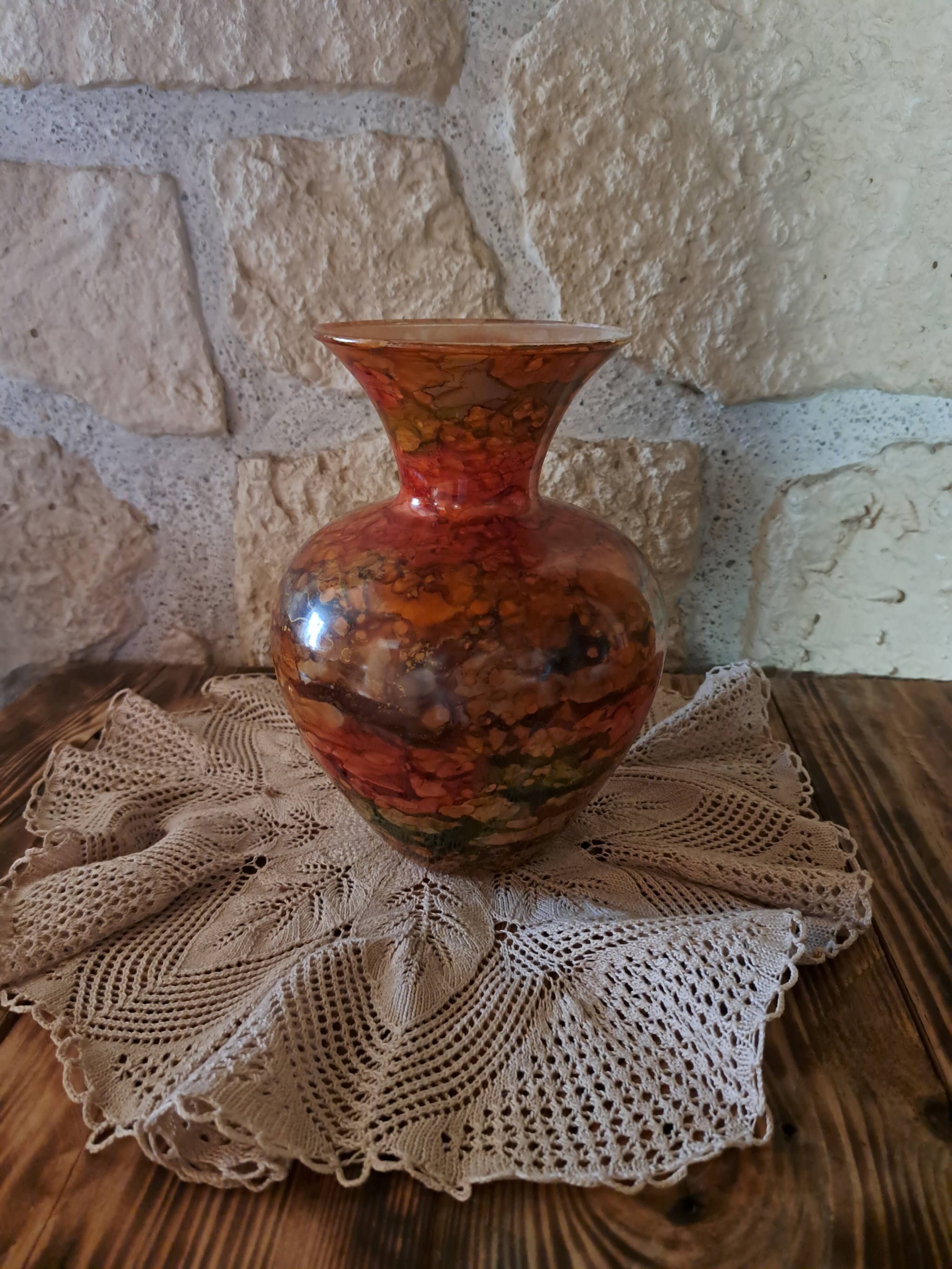 Jean Noël Bouillet vase lacquer on glass Mistigri Chapoutier