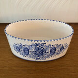 Ceramic pot blue floral decoration vintage signed modra