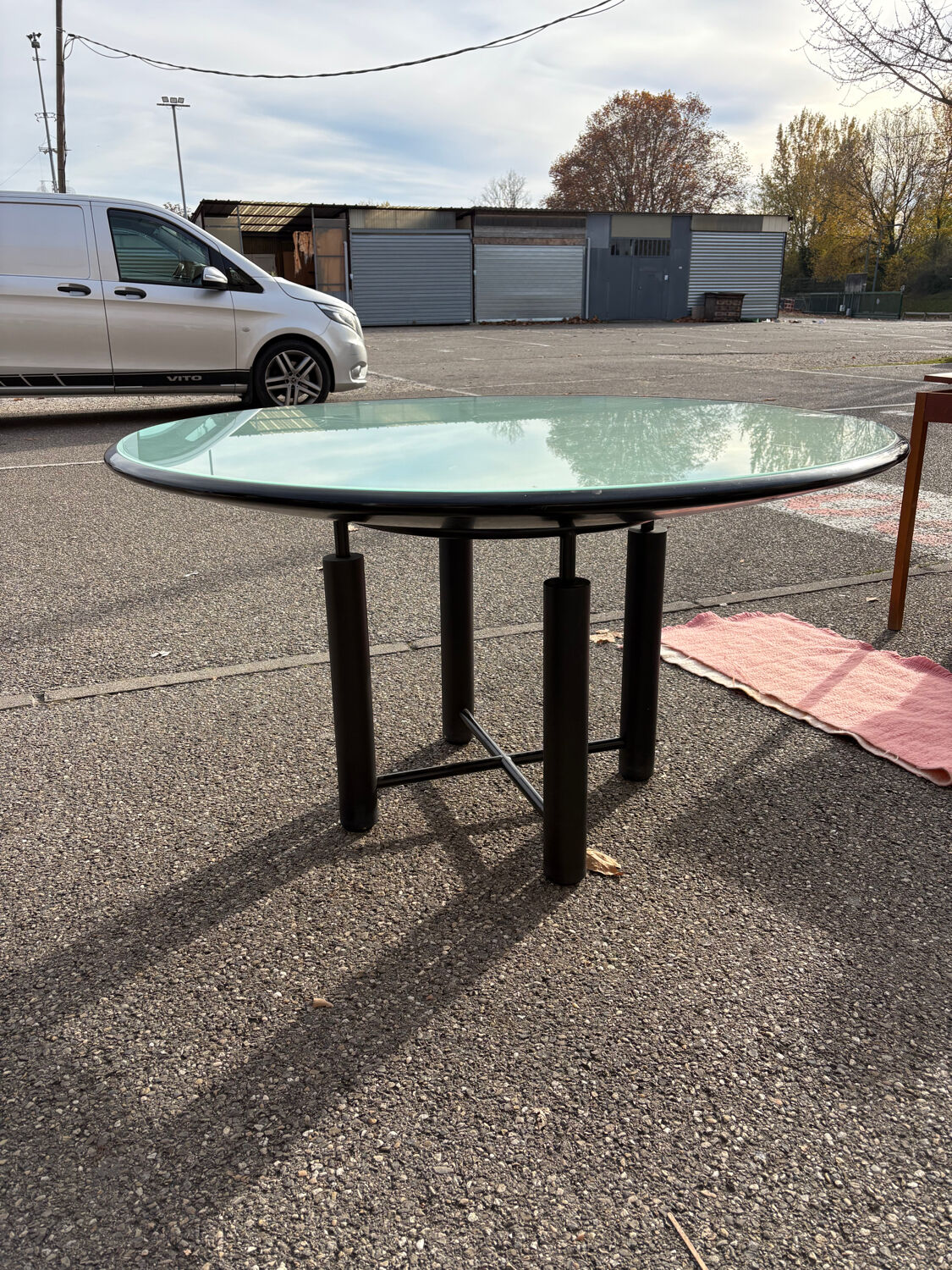 Glass dining table, 1980