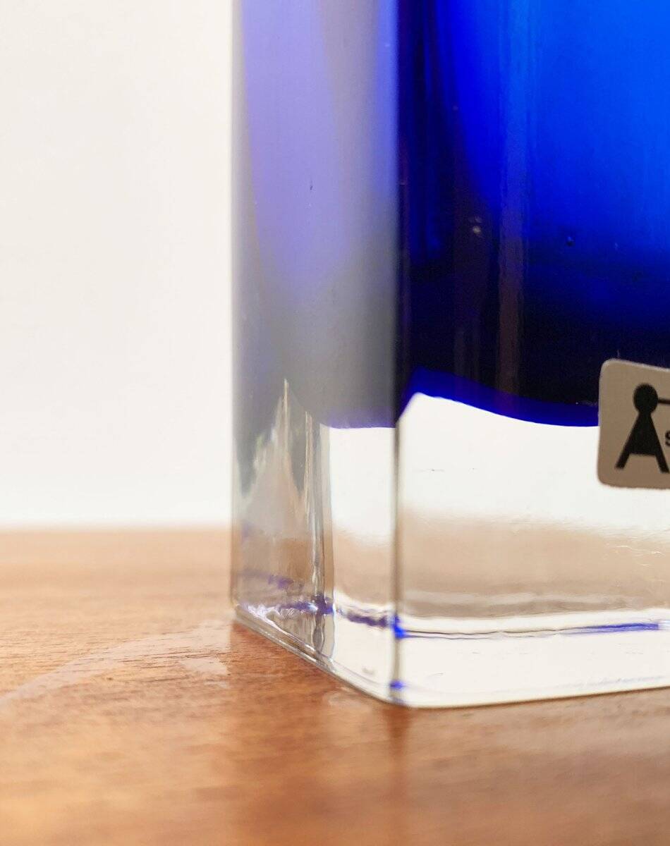 Swedish glass block vase from the mid-century by Aseda Sweden, 1960s.