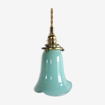 Lampe baladeuse vintage suspension en opaline multi positionnable "bleu clair"