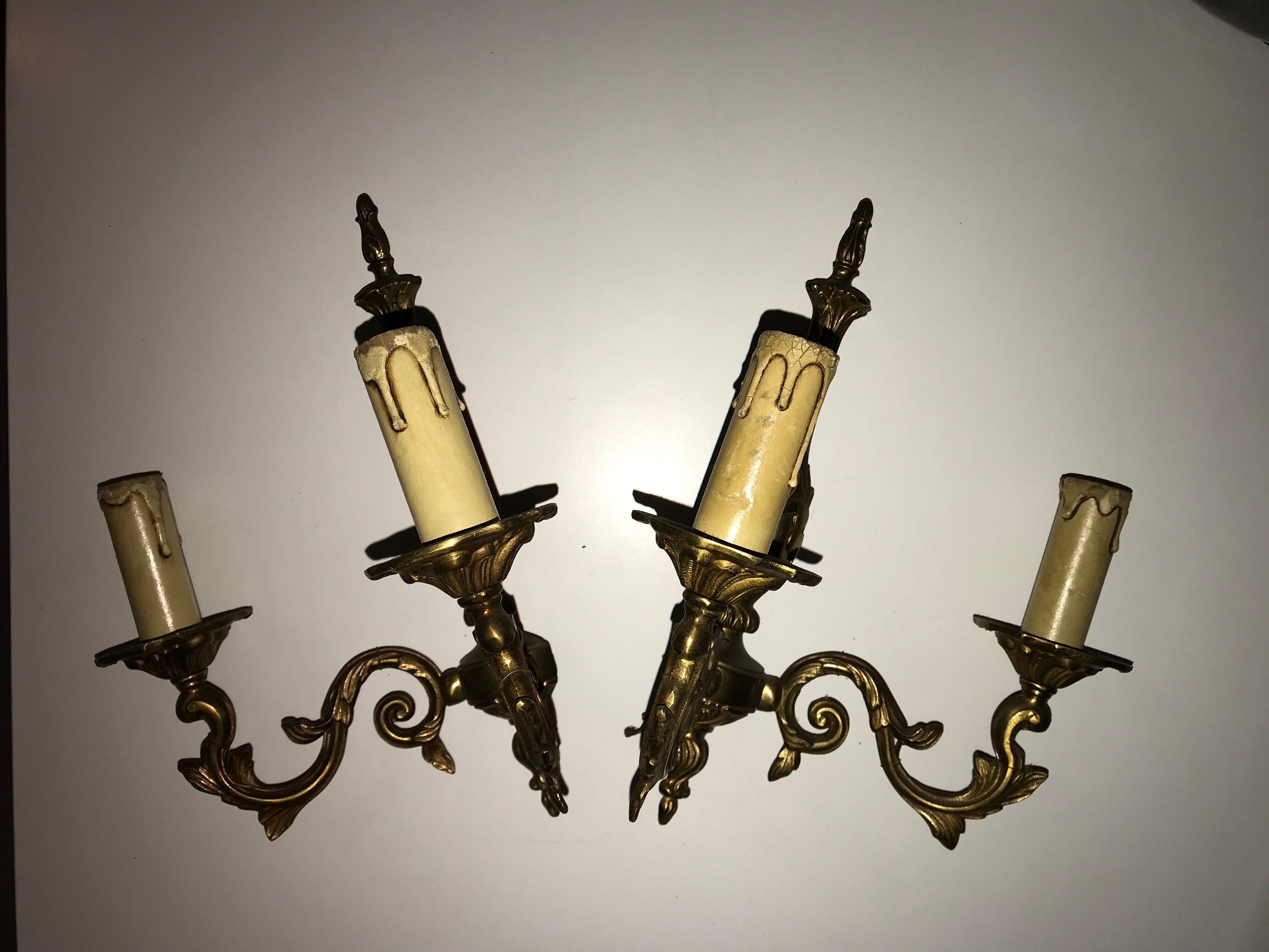 Pair of Louis XV style bronze wall sconces