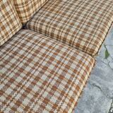 Vintage 3-seater pine sofa, Brutalist style, 1980s