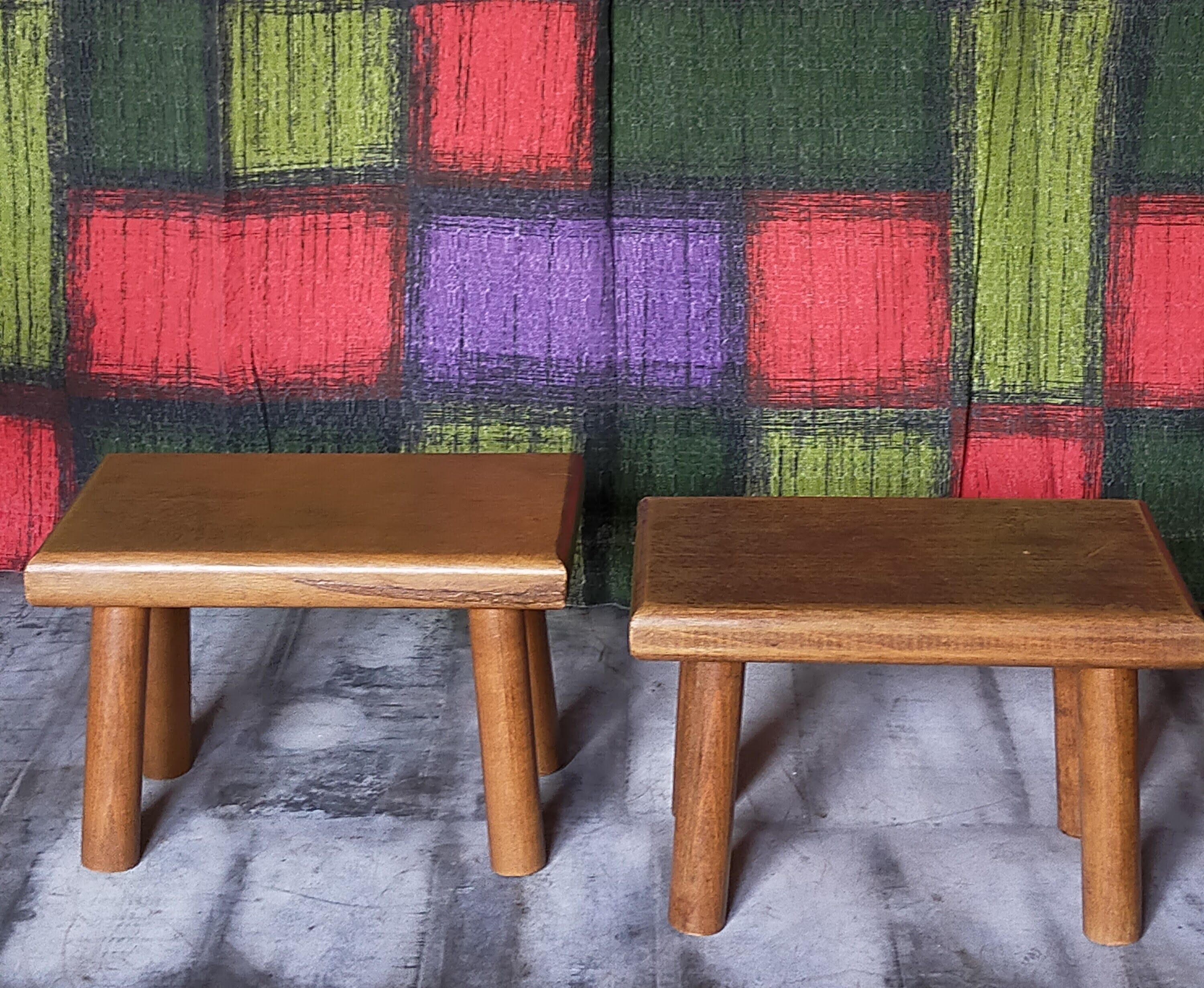 Pair of vintage oak footrests