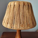 Vintage brutalist lamp from the 60s-70s made of wood and rope.