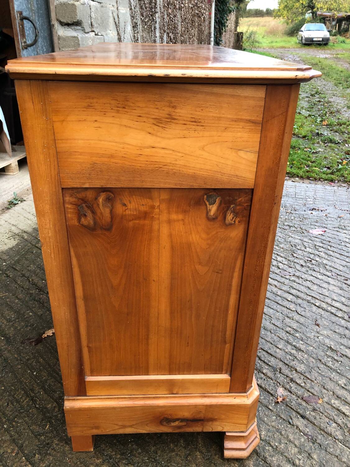 Antique low sideboard in solid cherry wood