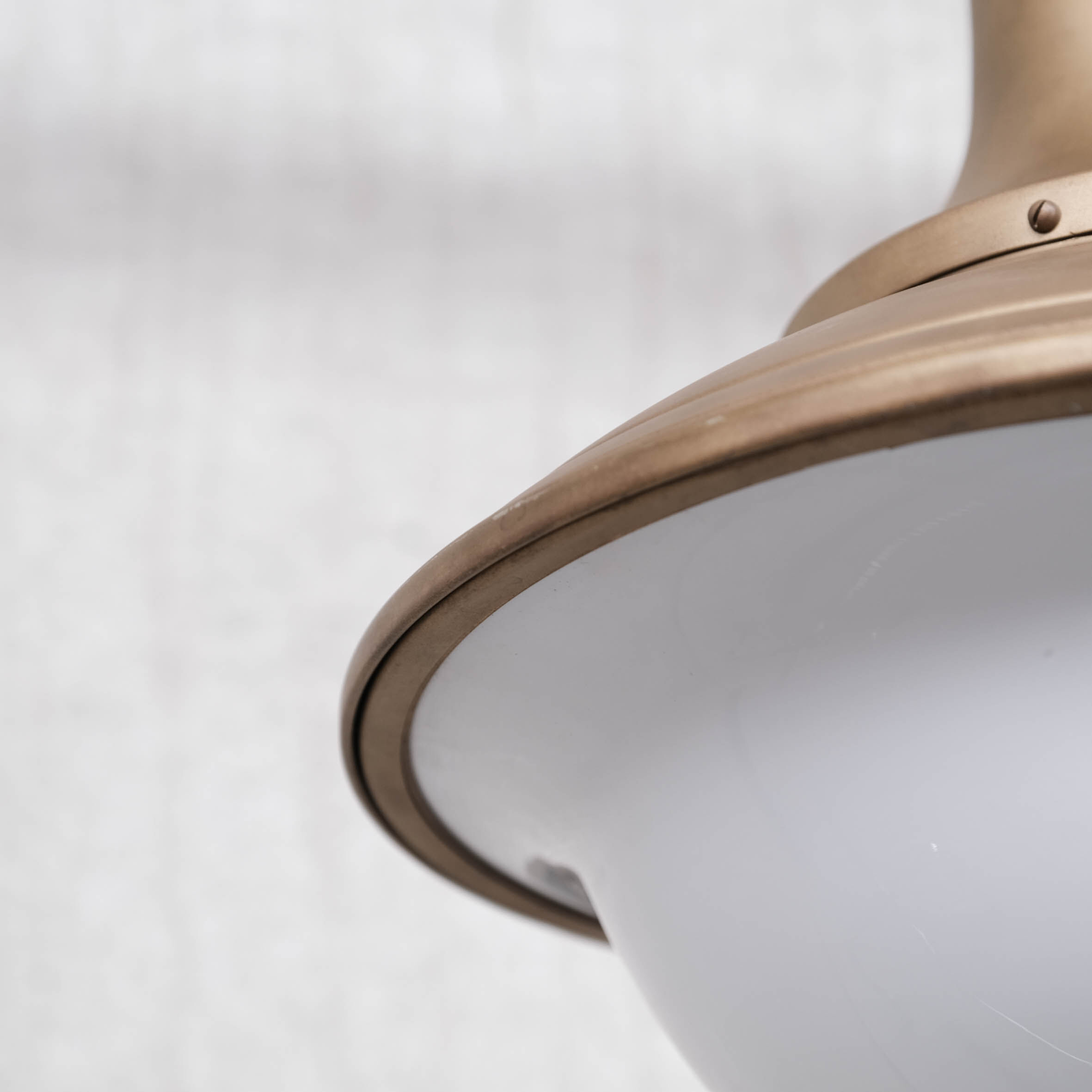 Pair of brass and opaline large pendant lights