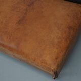 Vintage Dutch cognac coloured leather club chair, with footstool