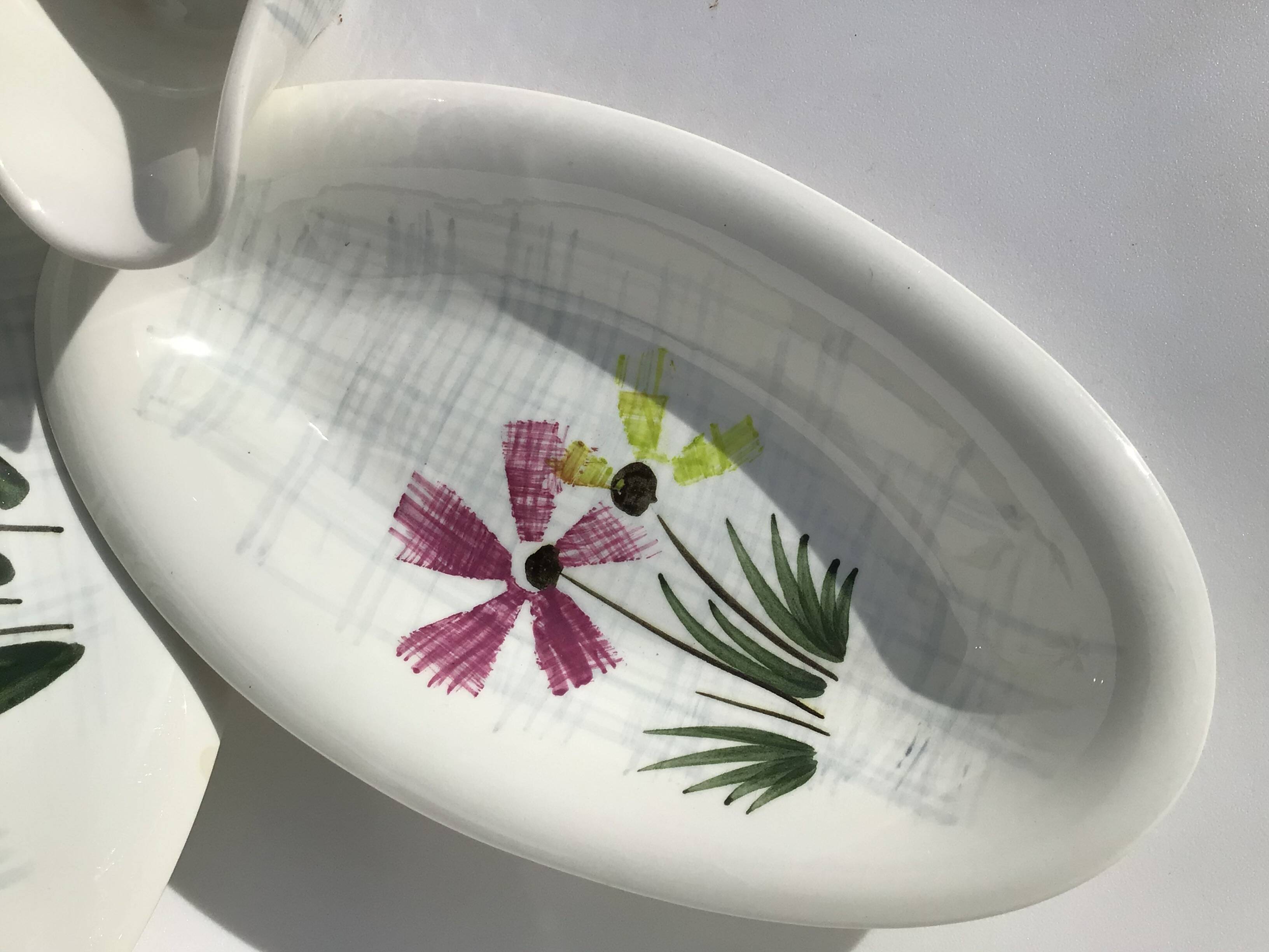 Digoin dishes and gravy boats, Floréal 60's model