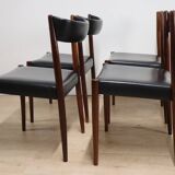 Série de 4 chaises scandinave Danemark en palissandre et skaï, 1960