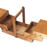 Golden oak sewing cart
