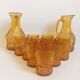 Service à orangeade verre texturé ambre Empoli 2 carafes 12 verres Années 70