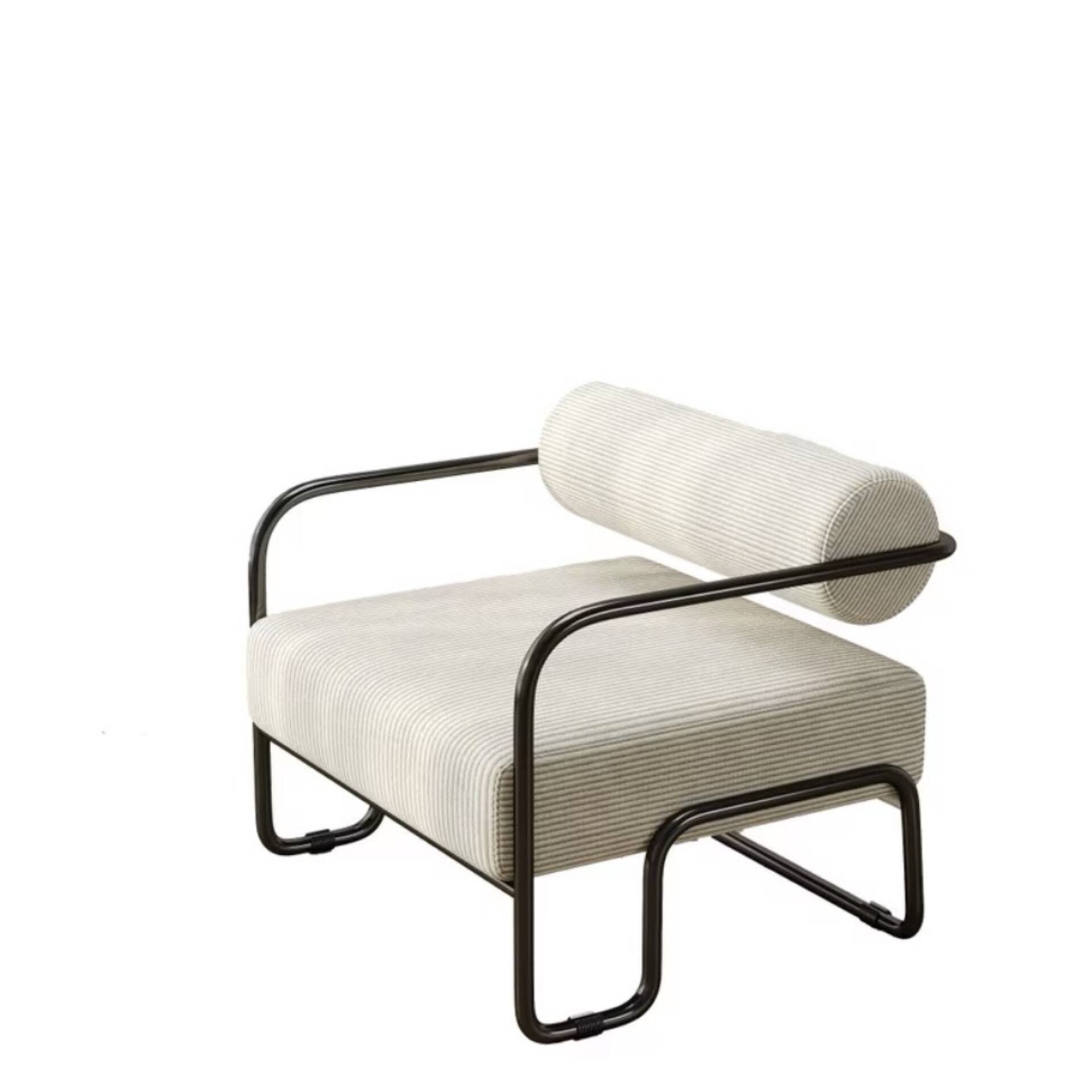 Tubular design armchair in Bauhaus style – Cream ribbed fabric