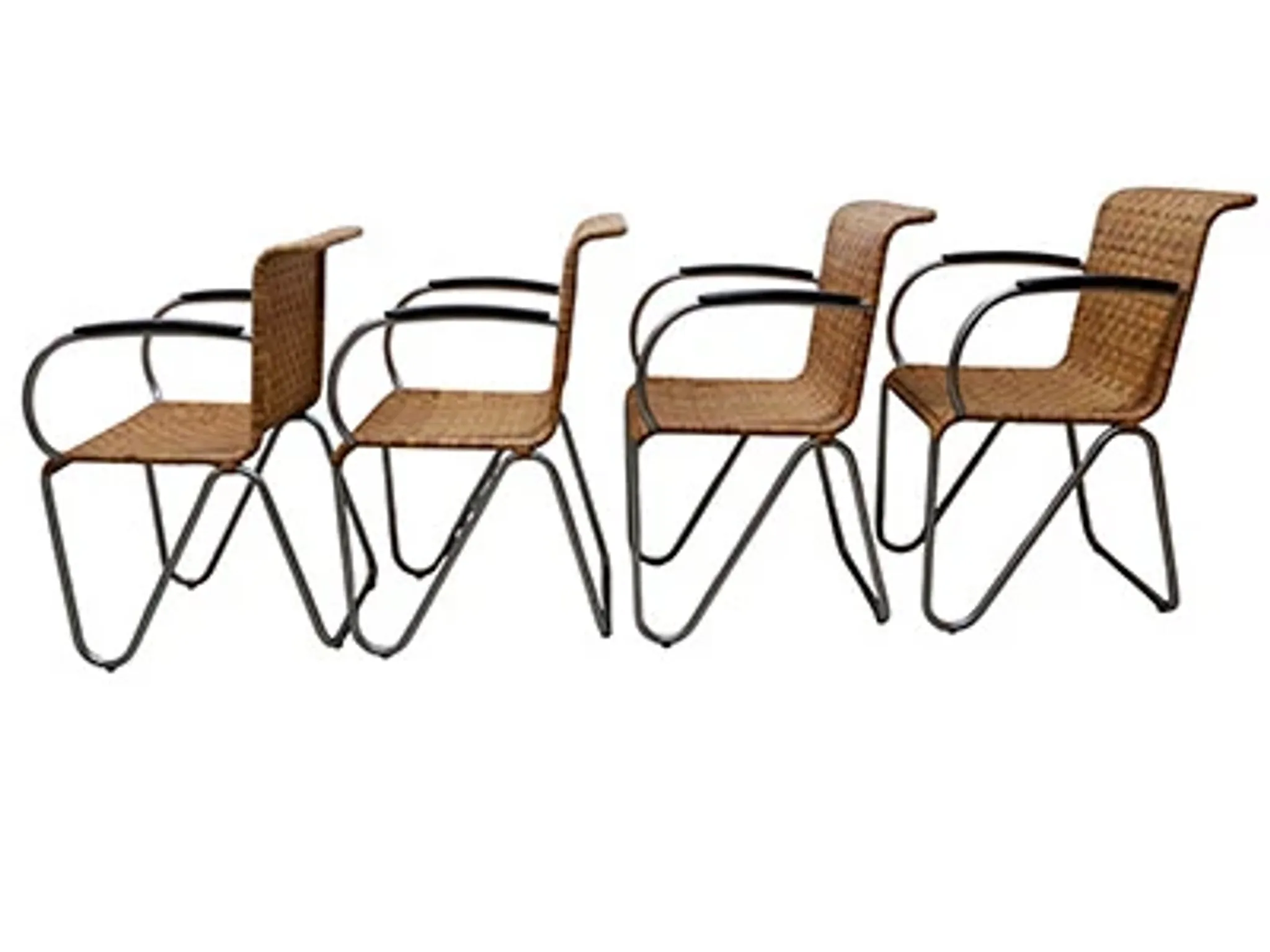 Set of 4 Gispen Diagonal chairs, 1930s