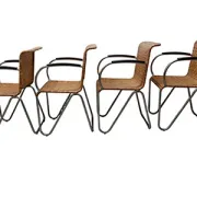 Set of 4 Gispen Diagonal chairs, 1930s