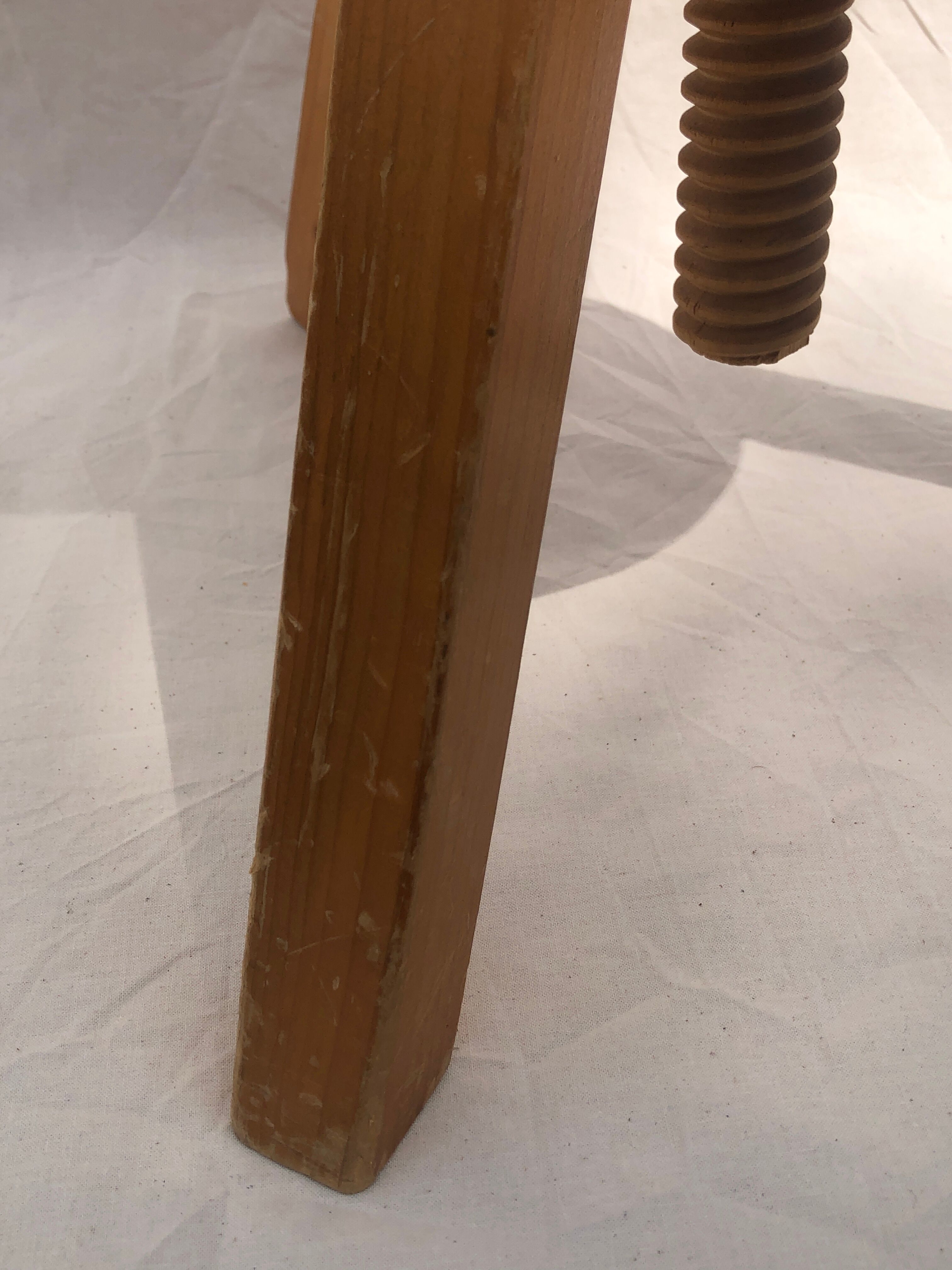 Tripod workshop stool with screws, 1970