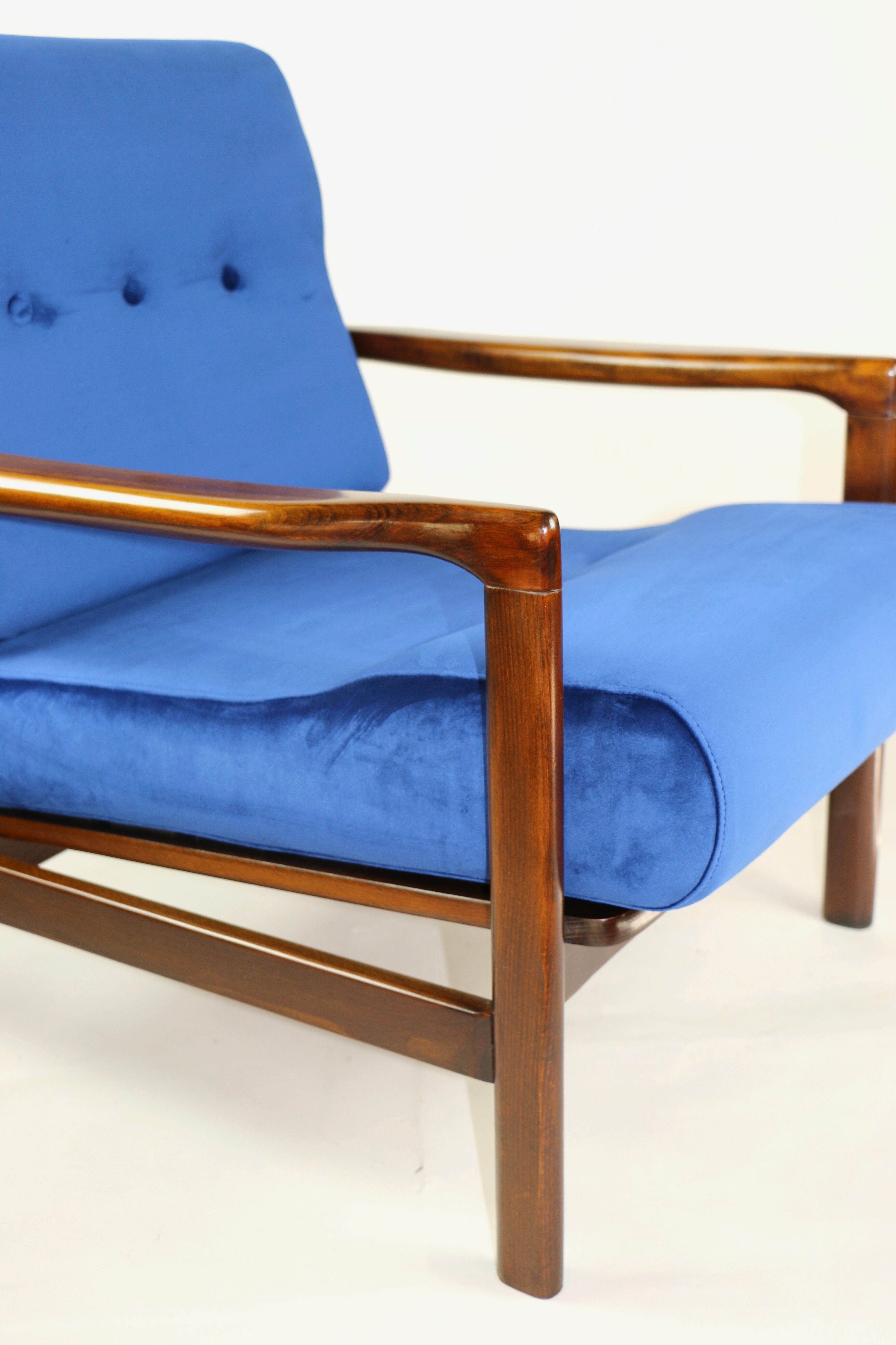 Fauteuil bleu vintage de 1970 design par Z.Baczyk