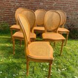 Set of 6 Louis XVI style cane medallion chairs