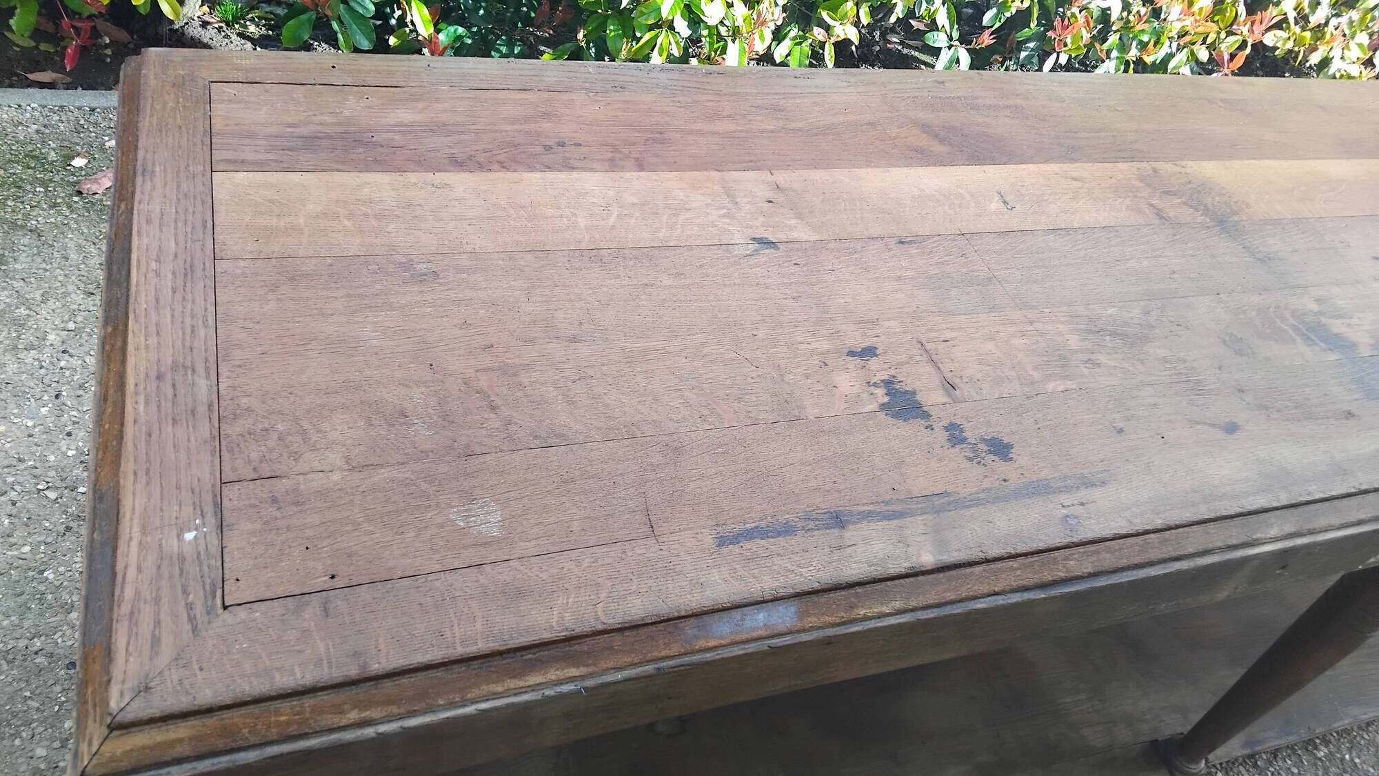 Grande table Drapier ancienne XIX eme meuble métier atelier tissu commerce