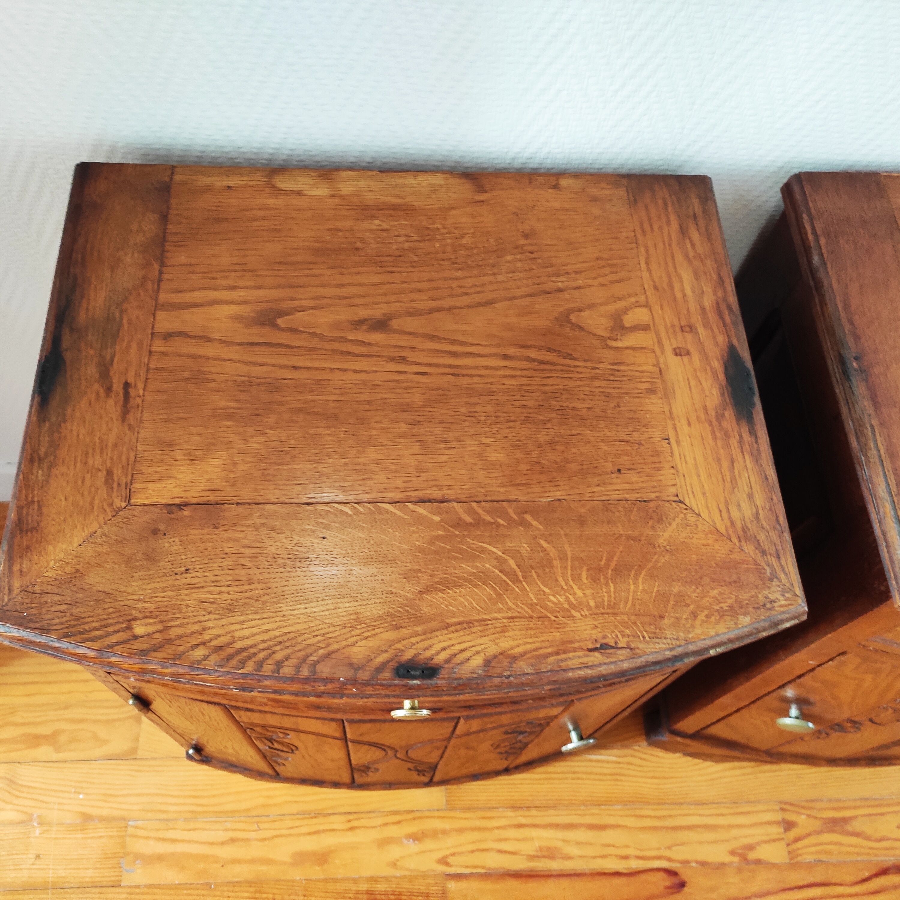Pair of oak art deco bedside tables
