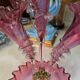 Blown glass epergne vase in a deep pink hue - tulip tree