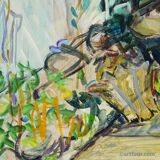 Impressionist oil painting of a garden, Alexander Michael 1996