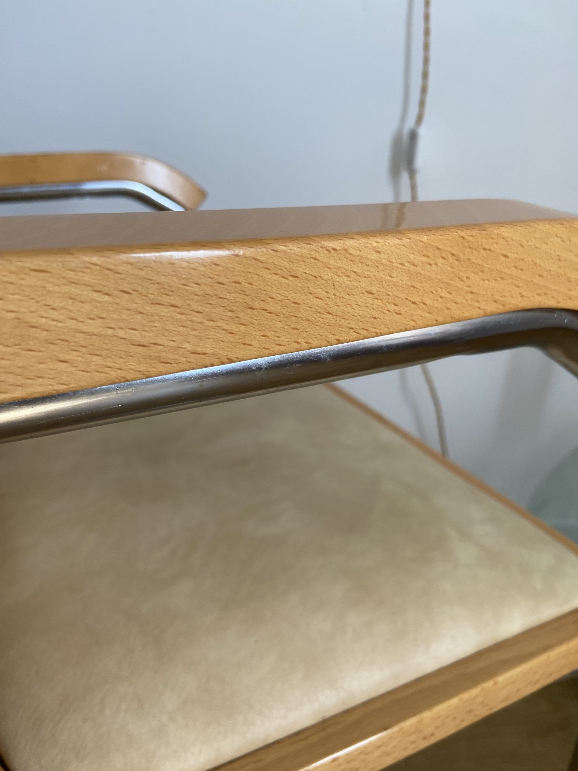 Fauteuil cesca b64 en skaï beige Marcel Breuer