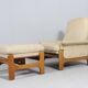 Fauteuil lounge scandinave du milieu du siècle avec ottoman, 1970