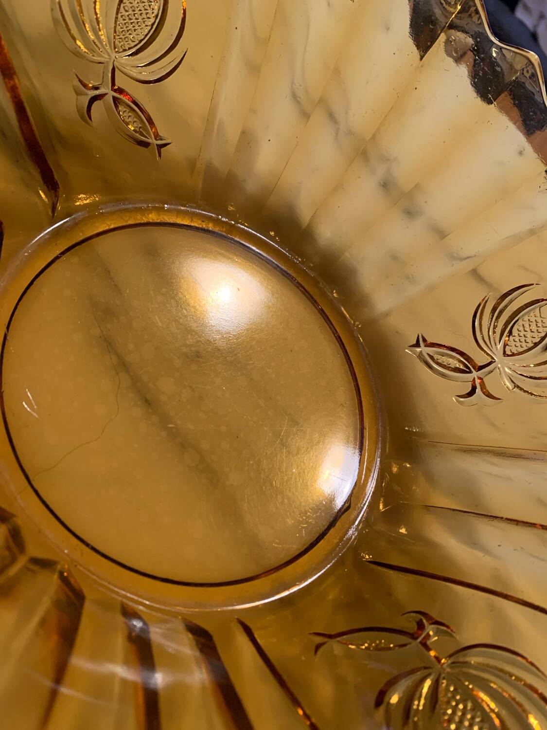 Orange glass fruit dish