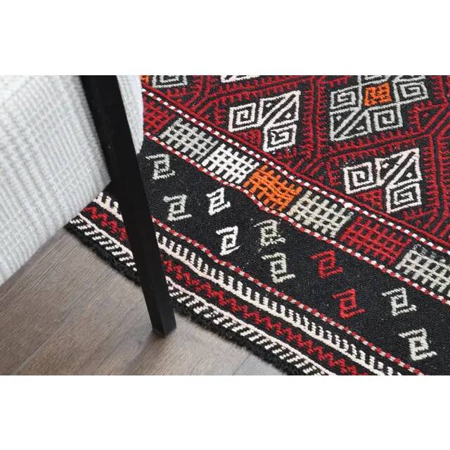 1970s Vintage Turkish Oushak Handmade Wool Cotton Red Area Rug 166x235
