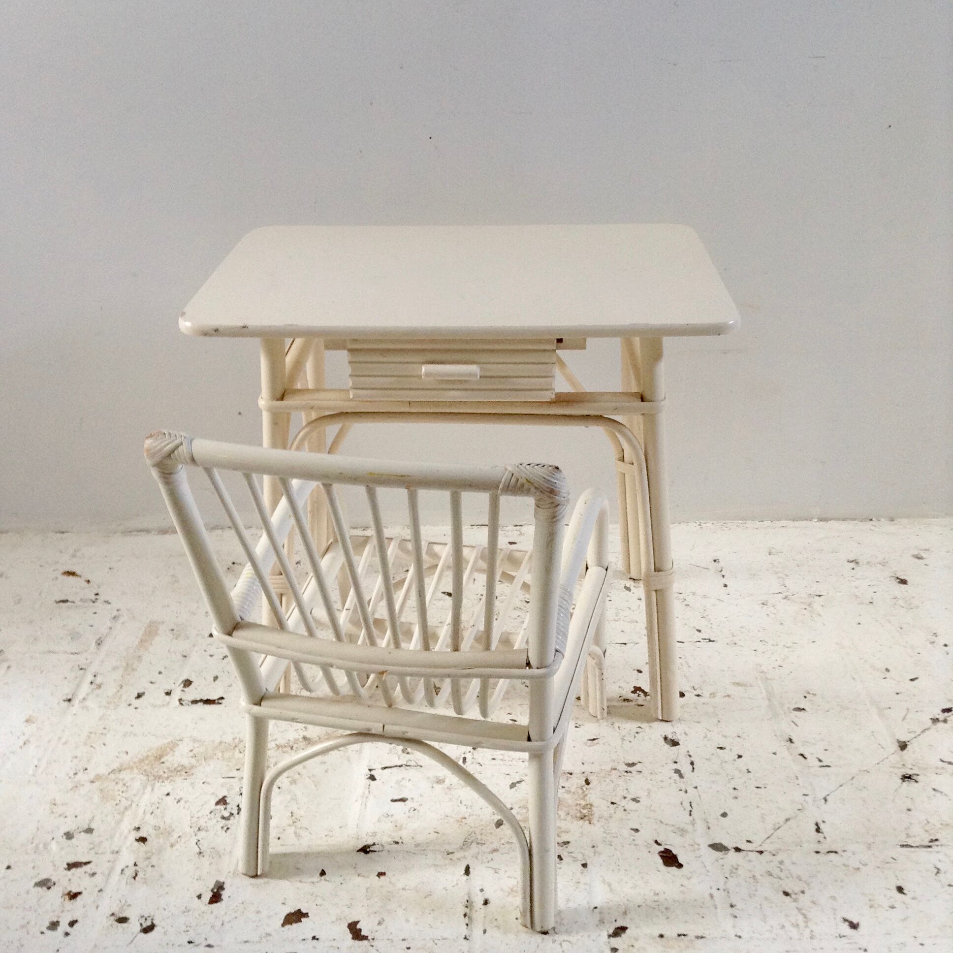 Desk and Chair in rattan.