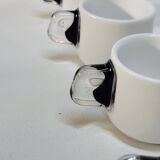 Guzzini Coffee Set 6 Porcelain Espresso Cups and 6 Plexiglas Saucers
