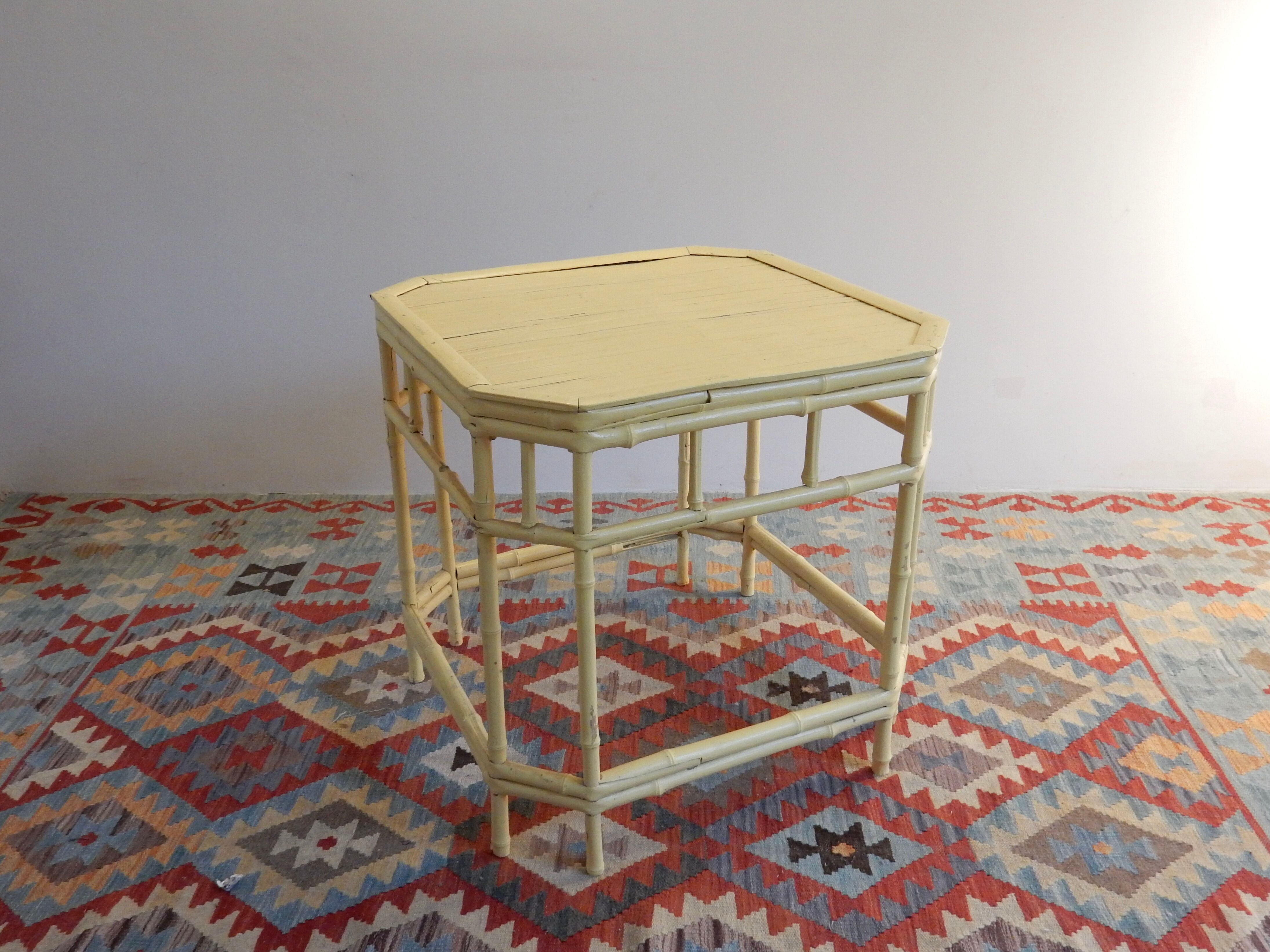 Bamboo coffee table painted yellow