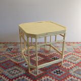 Bamboo coffee table painted yellow