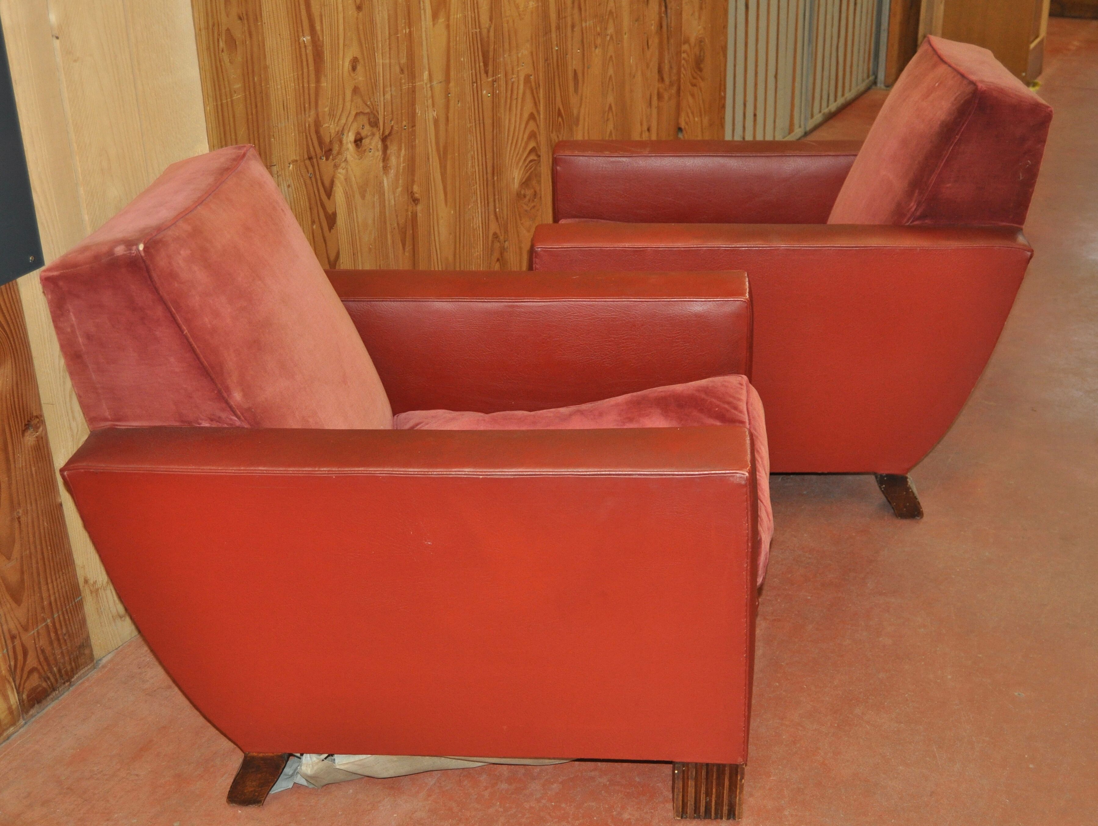 Pair of club armchairs