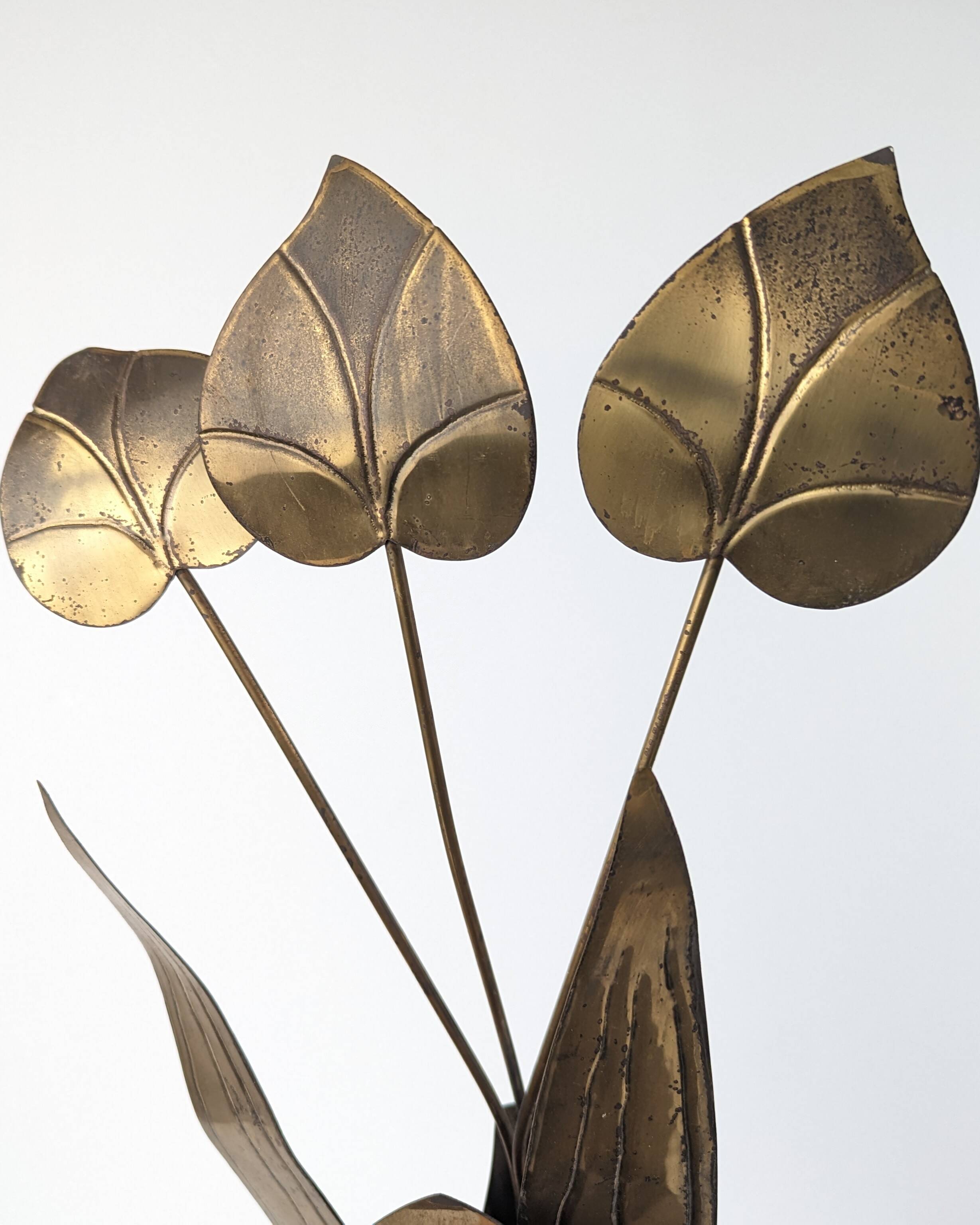Brass Floral Leaf Wall Sconce, Hollywood Regency Style, 1960s