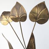 Brass Floral Leaf Wall Sconce, Hollywood Regency Style, 1960s