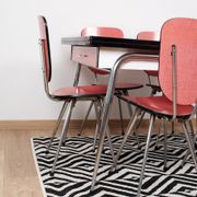 Extendable table and 6 chairs in Formica and stainless steel, brand FURANIA EUROPALU