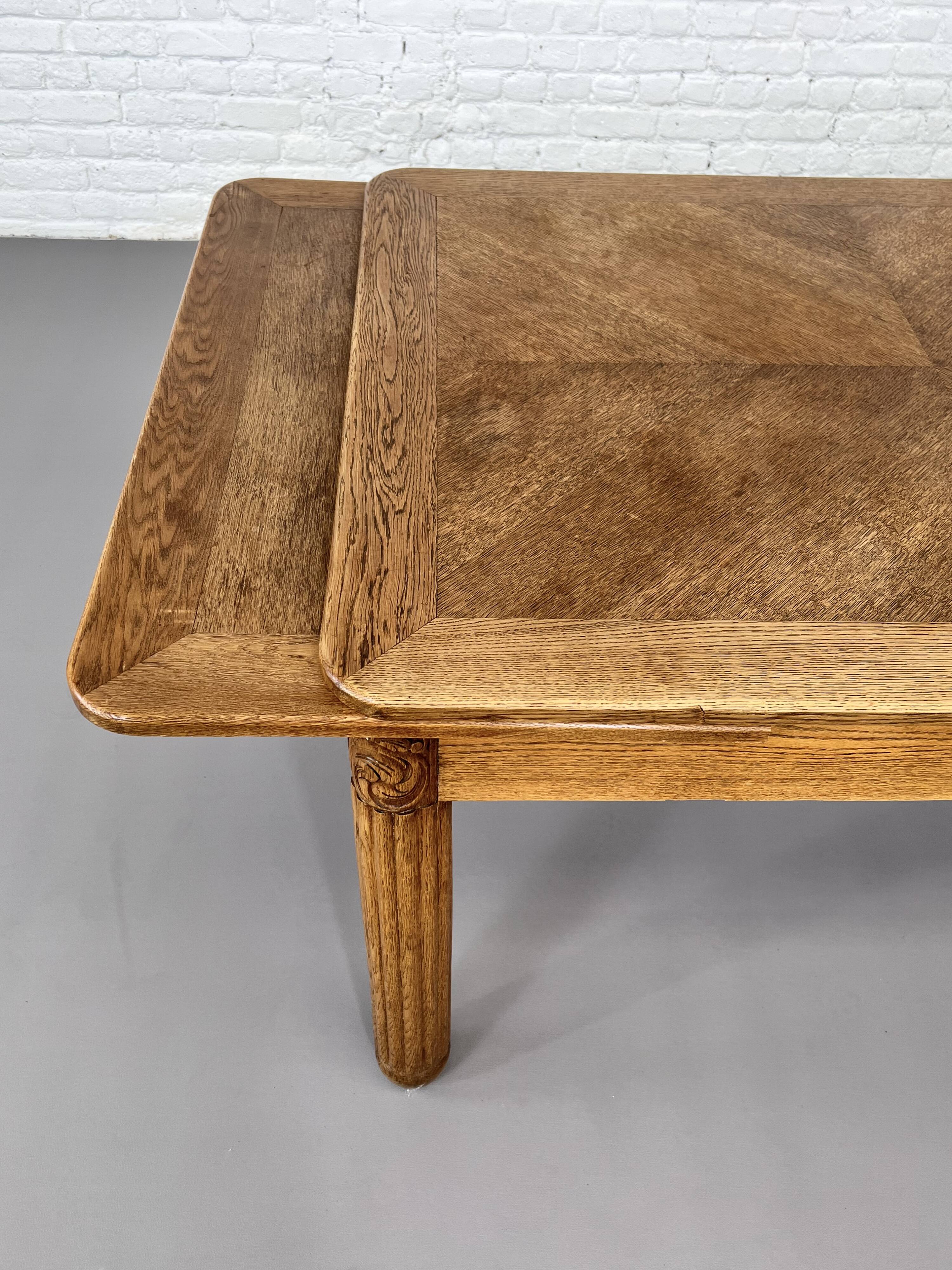 Rectangular dining table in oak and extendable early twentieth century