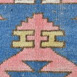 5x6 Blue & Pink Vintage Rug, Handmade Wool Turkish Rug, 141x184Cm