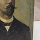 Portrait huile sur panneau - Homme à la moustache